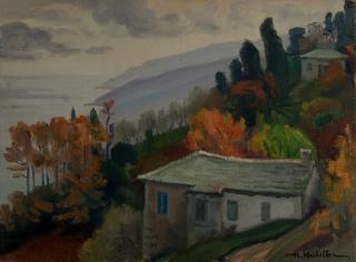 Pouri Pelion, Autumn Landscape — Oil painting, Canvas, 46.00×61.00cm — Theodoros Markellos